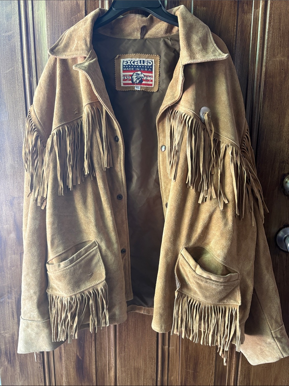 Men's XL Suede Fringe Jacket - Brown